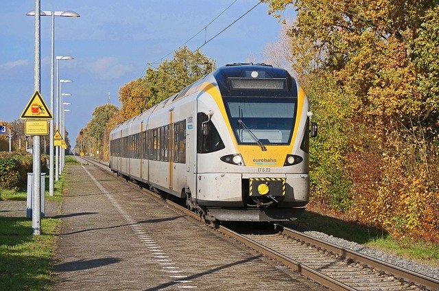 Free download autumn sun railroad station free picture to be edited with GIMP free online image editor