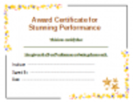 Free download Award Certificate for Performance DOC, XLS or PPT template free to be edited with LibreOffice online or OpenOffice Desktop online