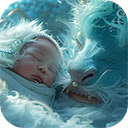 Baby sleeps with magical dragon  screen for extension Chrome web store in OffiDocs Chromium