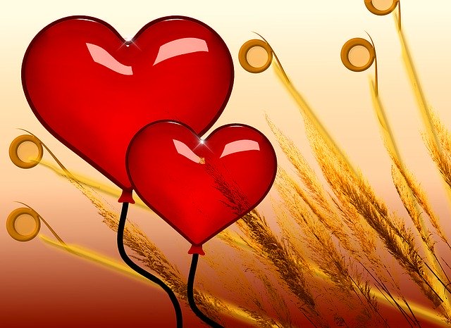 Free download Balloon Heart Grass -  free illustration to be edited with GIMP free online image editor