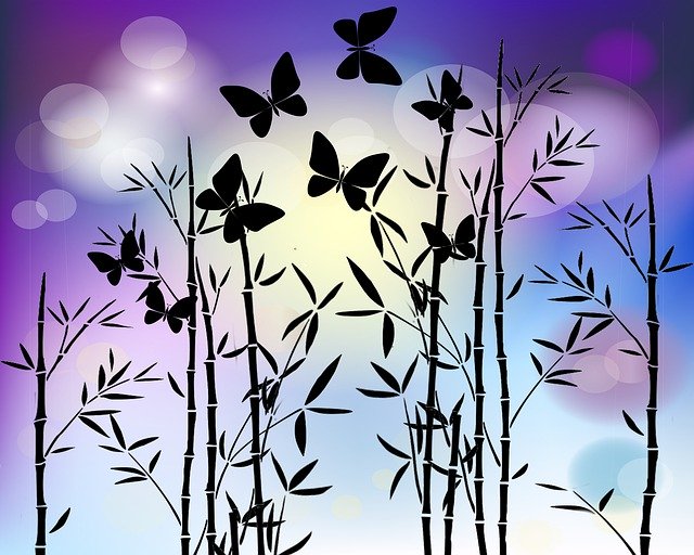 Free download Bamboo Butterflies Insects -  free illustration to be edited with GIMP free online image editor