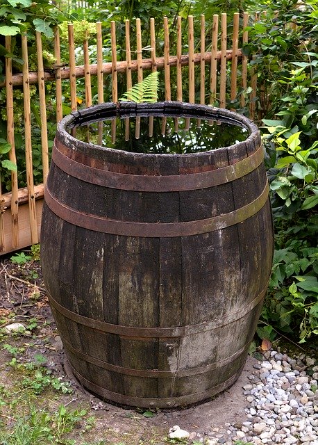Free download Barrel Rainwater Water -  free photo or picture to be edited with GIMP online image editor