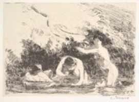 Free download Bathers in the Shade of Wooded Banks (from LEstampe originale, Album IX) free photo or picture to be edited with GIMP online image editor