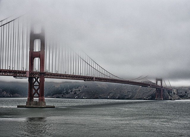 Free download Bay Bridge San Francisco Fog -  free photo or picture to be edited with GIMP online image editor