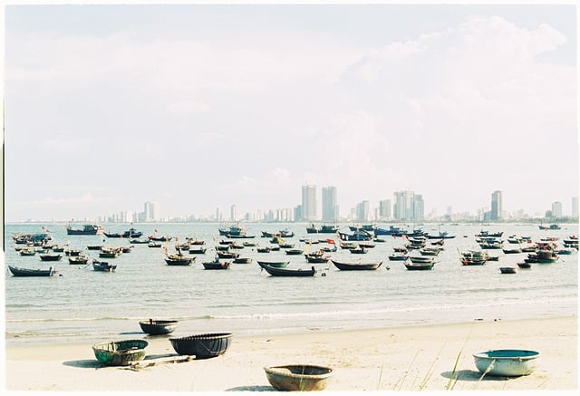 Free download beach city fishing boats ocean sea free picture to be edited with GIMP free online image editor