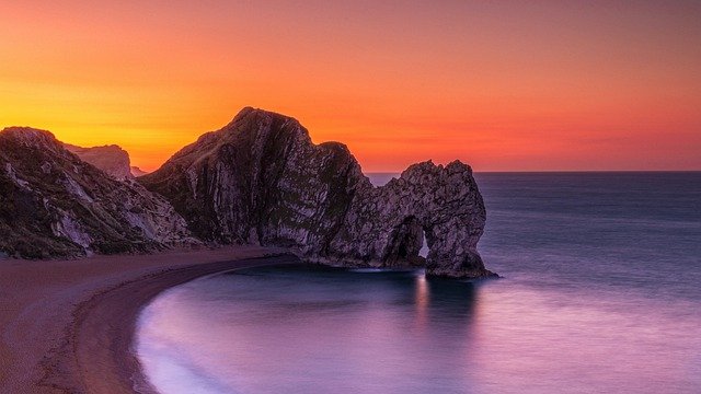 Free download beach cliff sunset sea ocean free picture to be edited with GIMP free online image editor