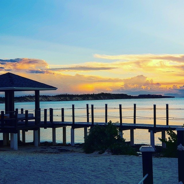 Download grátis Beachfront Board Walk Sunset - foto ou imagem gratuita a ser editada com o editor de imagens online do GIMP