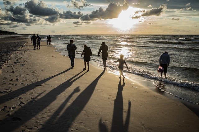 Free download beach people sea sand footprints free picture to be edited with GIMP free online image editor
