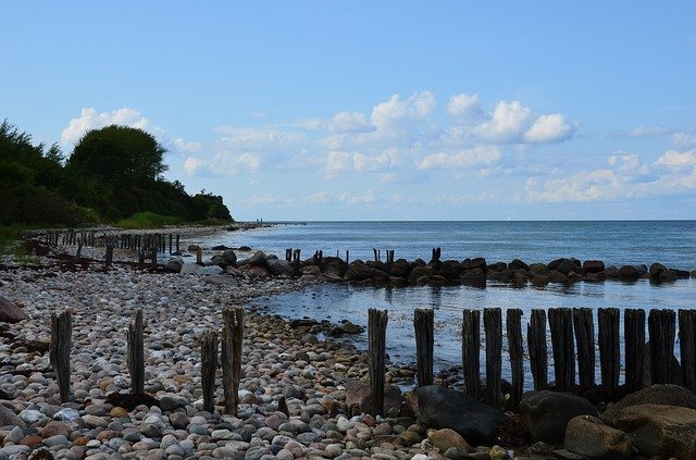Free download Beach Wooden Posts Stones Baltic -  free photo or picture to be edited with GIMP online image editor