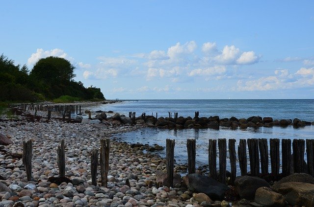 Muat turun percuma Beach Wooden Posts Stones Baltic - foto atau gambar percuma untuk diedit dengan editor imej dalam talian GIMP