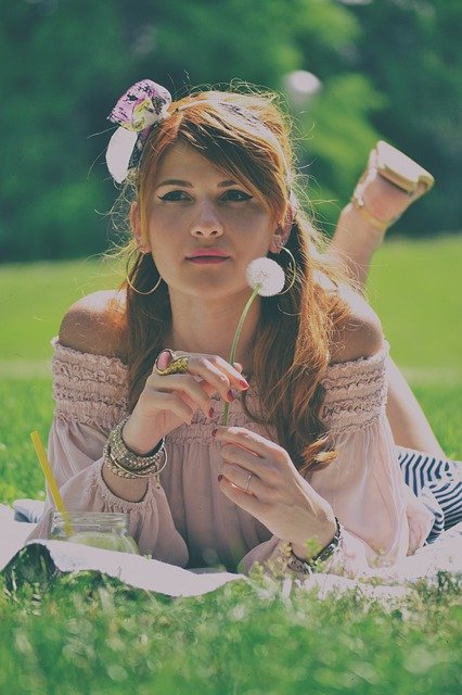 Free download beautiful girl dandelion flower free picture to be edited with GIMP free online image editor