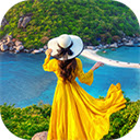 beautiful girl standing viewpoint koh nangyuan island  screen for extension Chrome web store in OffiDocs Chromium