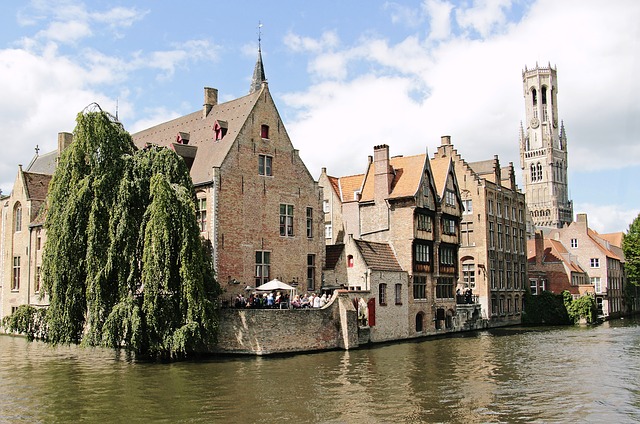 Free download belfry tower bruges canal channel free picture to be edited with GIMP free online image editor