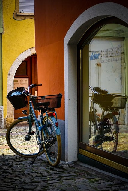 Free download bicycle store window urban city free picture to be edited with GIMP free online image editor