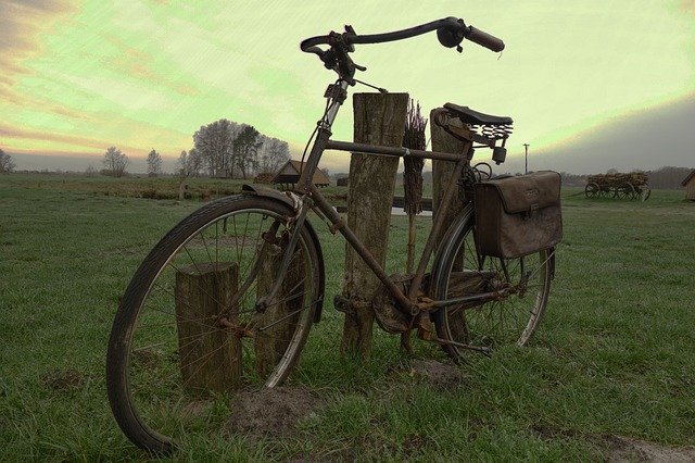 Template Photo Bike Old Grass -  for OffiDocs