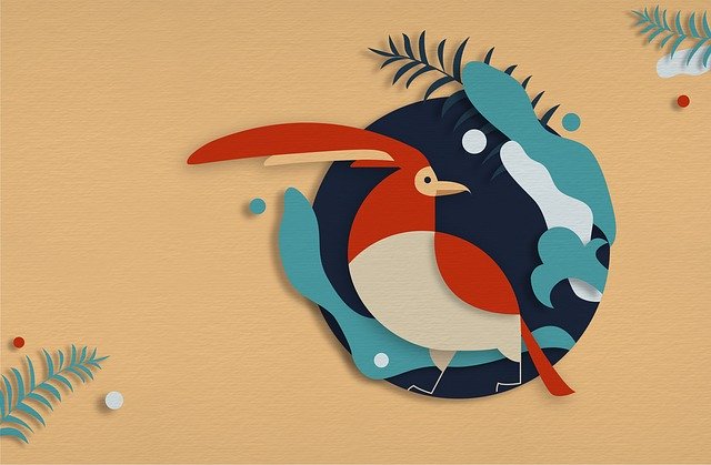 Descarga gratuita Bird Cut Paper Exotic: ilustración gratuita para editar con GIMP editor de imágenes en línea gratuito