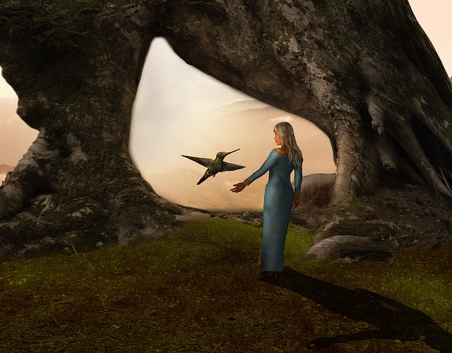 Free download Bird Girl Tree -  free illustration to be edited with GIMP free online image editor