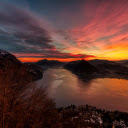 Birds Eye View of a Sunset at Lake Lugano  screen for extension Chrome web store in OffiDocs Chromium