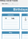 Free download Birthday Calendar DOC, XLS or PPT template free to be edited with LibreOffice online or OpenOffice Desktop online