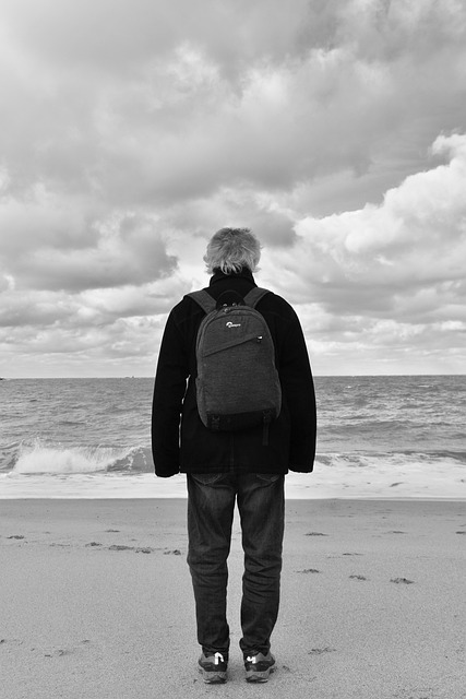 Бесплатно скачать черно-белую фотографию человека со спины бесплатное изображение для редактирования с помощью бесплатного онлайн-редактора изображений GIMP