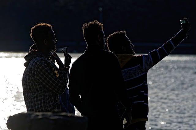 Free download black men lake selfie people free picture to be edited with GIMP free online image editor