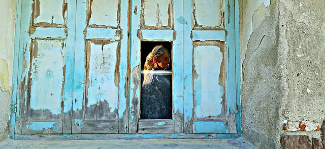 Free download blue window old woman loneliness free picture to be edited with GIMP free online image editor