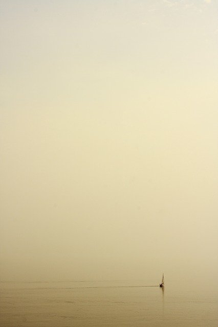 Free download boat fog sea loneliness nature free picture to be edited with GIMP free online image editor