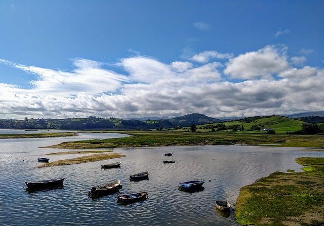 Free download boats river coast field cantabria free picture to be edited with GIMP free online image editor