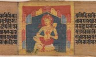 Free download Bodhisattva in a Mountain Grotto, Playing a Stringed Instrument (Vina), Leaf from a Dispersed Pancavimsatisahasrika Prajnapramita Manuscript free photo or picture to be edited with GIMP online image editor