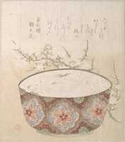 Free download Bowl with White-Baits and Plum Blossoms free photo or picture to be edited with GIMP online image editor