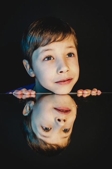 Free download boy baby reflection mirror kids free picture to be edited with GIMP free online image editor