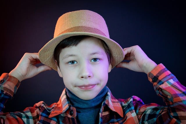 Free download boy child portrait hat shirt kids free picture to be edited with GIMP free online image editor