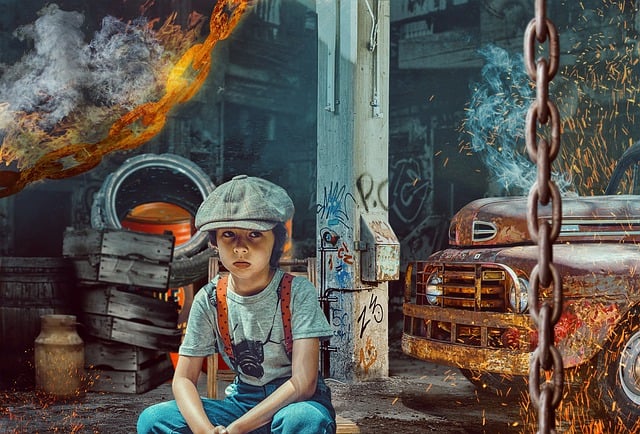 Free download boy fire chains workshop free picture to be edited with GIMP free online image editor