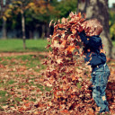 Boy playing with dry leaves  screen for extension Chrome web store in OffiDocs Chromium