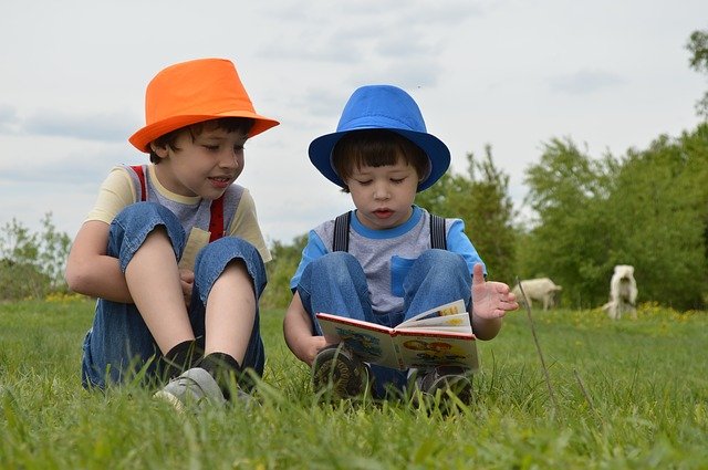 Free download boys meadow kids hats read book free picture to be edited with GIMP free online image editor