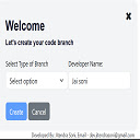 Branch Name Creation  screen for extension Chrome web store in OffiDocs Chromium