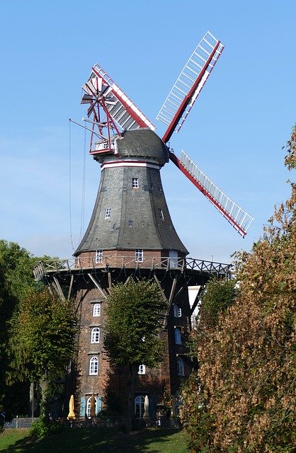 Gratis download Bremen Windmill Wall Mill - gratis foto of afbeelding om te bewerken met GIMP online afbeeldingseditor