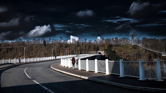 Free download bridge highway trees sky landscape free picture to be edited with GIMP free online image editor