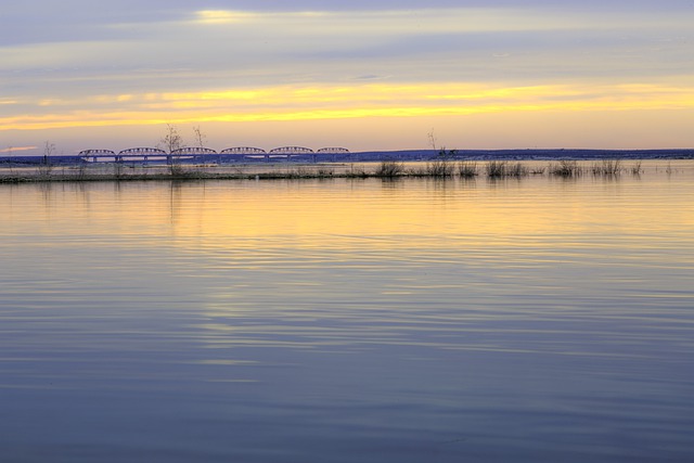 Free download bridge lake sky sunset water free picture to be edited with GIMP free online image editor