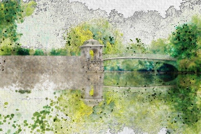 Free download Bridge Park Artwork -  free illustration to be edited with GIMP free online image editor