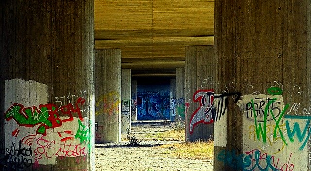Free download Bridge Piers Underpass Graffiti -  free photo or picture to be edited with GIMP online image editor