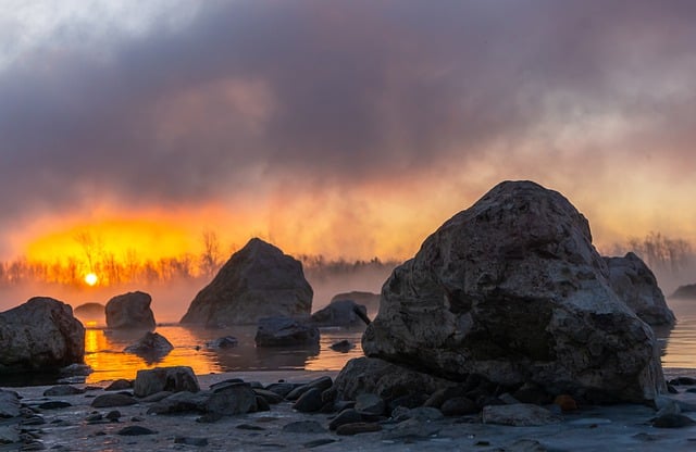 Free download bridge river fog sunrise morning free picture to be edited with GIMP free online image editor