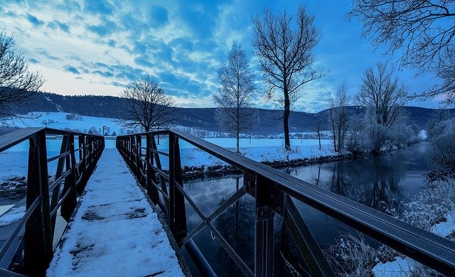 Free download Bridge River Snow -  free photo or picture to be edited with GIMP online image editor
