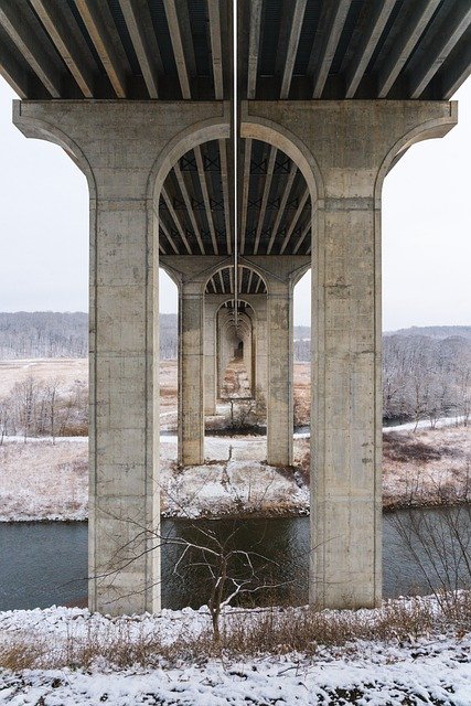 Free download bridge river snow winter structure free picture to be edited with GIMP free online image editor