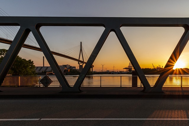 Bezpłatne pobieranie mostu architektura zachodu słońca punkt orientacyjny za darmo do edycji za pomocą bezpłatnego edytora obrazów online GIMP