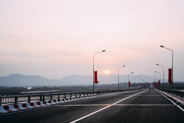 Template Photo Bridge Sunset Mountain -  for OffiDocs