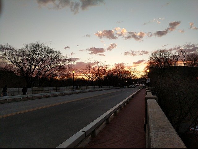 تحميل مجاني جسر غروب الشمس والشتاء واشنطن العاصمة صورة مجانية ليتم تحريرها باستخدام محرر الصور المجاني على الإنترنت GIMP