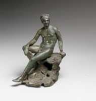 Free download Bronze statuette of Hermes seated on a rock free photo or picture to be edited with GIMP online image editor