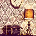 Brown Wooden Table Lamp Beside of Black Typwriter  screen for extension Chrome web store in OffiDocs Chromium