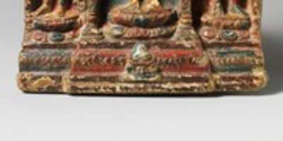 Free download Buddha Flanked by the Bodhisattvas Avalokitesvara Padmapani and Vajrapani free photo or picture to be edited with GIMP online image editor